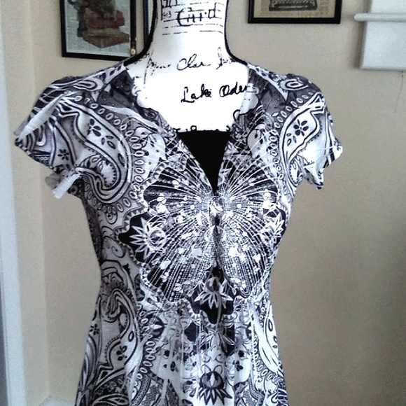 UNITY WORLD WEAR Cap Sleeve Mini Dress/Tunic (sz S) - Picture 8 of 11